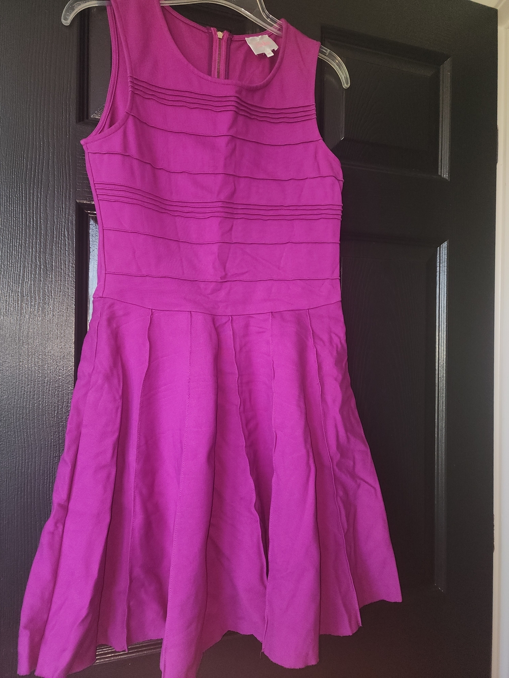 Parker Sleeveless Fit-and-Flare Dress in Fuchsia